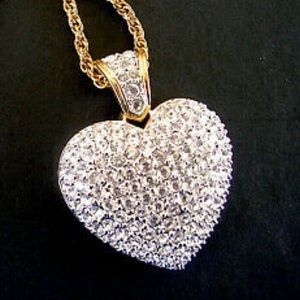 32” Gold Chain Swarovski Crystal Heart